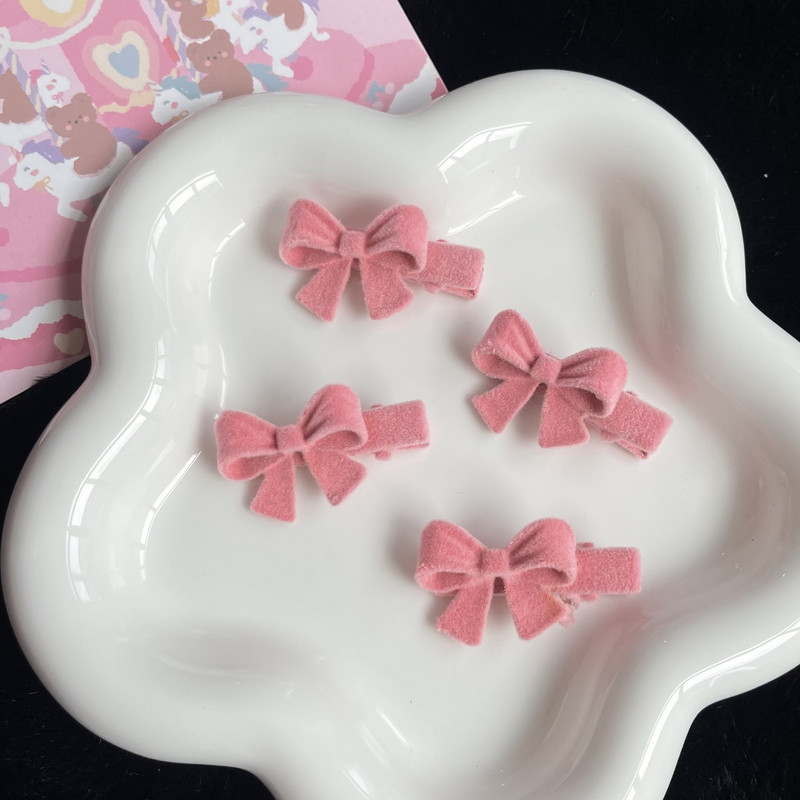 Korea flokeeriv sametine roosa kaarjas juukseklamber naistele, armas, armas, neiulik, võluv juuksenõel Vintage esteetilised juukseaksessuaarid