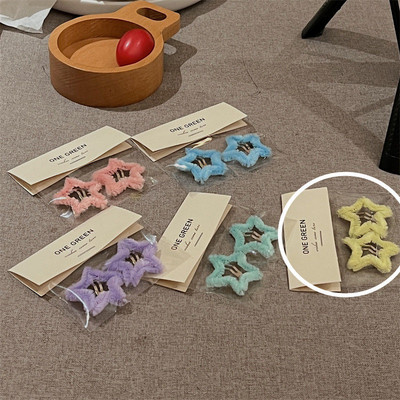 Macaron Color βελούδινο αστέρι Pentagram Bobby Pin Harajuku Sweet Cute girly κλιπ μαλλιών για γυναίκες Αισθητική Y2k Αξεσουάρ μαλλιών Δώρα