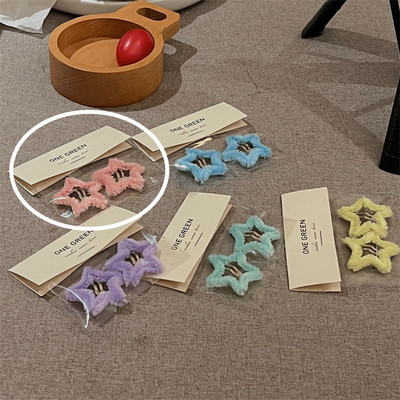 Macaron Color βελούδινο αστέρι Pentagram Bobby Pin Harajuku Sweet Cute girly κλιπ μαλλιών για γυναίκες Αισθητική Y2k Αξεσουάρ μαλλιών Δώρα