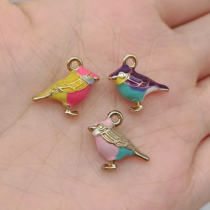 10db/csomag 14*17mm 3D Cute Madárzománc Charms Csatlakozó illik Nyaklánc karkötő DIY Divat Ékszer Kiegészítő