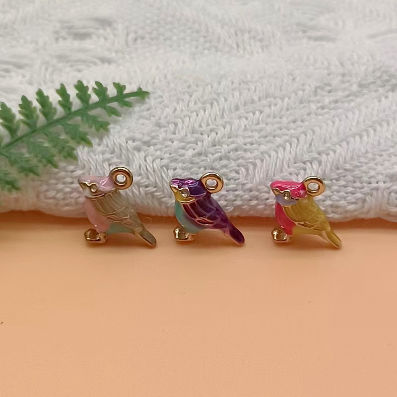 10db/csomag 14*17mm 3D Cute Madárzománc Charms Csatlakozó illik Nyaklánc karkötő DIY Divat Ékszer Kiegészítő