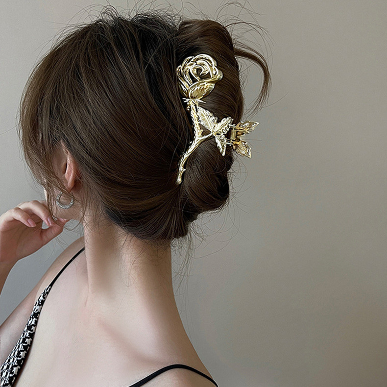 Kreativna metalna kopča s ružičastim kandžama za žene Temperamentni šarm Nježna osobnost kopča za morskog psa Vintage modni dodaci za kosu Pokloni