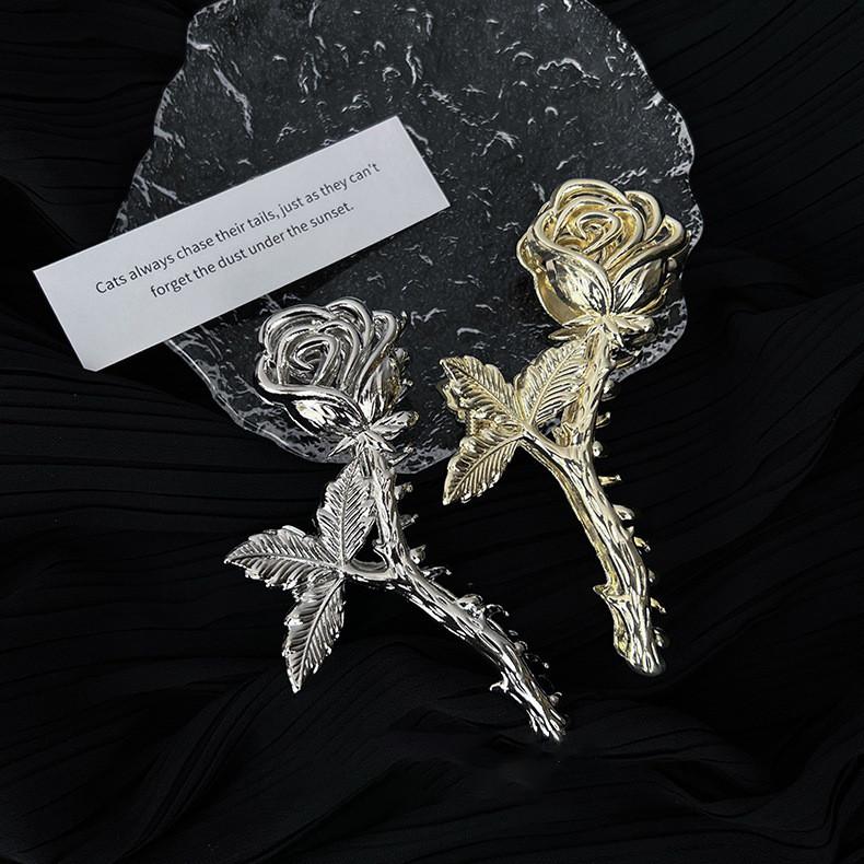 Kreativna metalna kopča s ružičastim kandžama za žene Temperamentni šarm Nježna osobnost kopča za morskog psa Vintage modni dodaci za kosu Pokloni