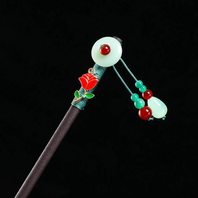 Vintage puidust lilleline juuksenõel naistele Antiikne juuksepulk tüdrukutele juukseklambrite kostüüm Hiina juukseaksessuaarid juuksenõelad заколки