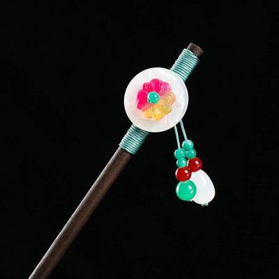 Vintage puidust lilleline juuksenõel naistele Antiikne juuksepulk tüdrukutele juukseklambrite kostüüm Hiina juukseaksessuaarid juuksenõelad заколки