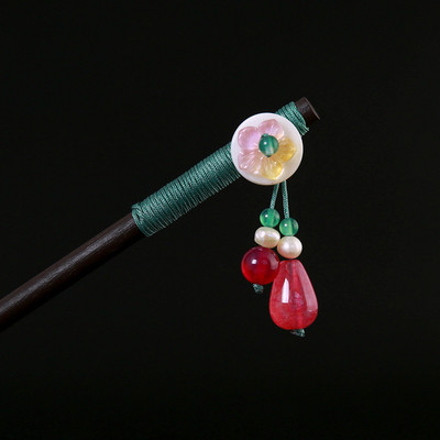 Vintage puidust lilleline juuksenõel naistele Antiikne juuksepulk tüdrukutele juukseklambrite kostüüm Hiina juukseaksessuaarid juuksenõelad заколки