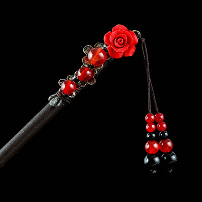 Vintage puidust lilleline juuksenõel naistele Antiikne juuksepulk tüdrukutele juukseklambrite kostüüm Hiina juukseaksessuaarid juuksenõelad заколки