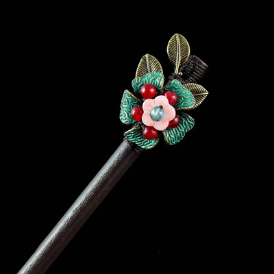 Vintage puidust lilleline juuksenõel naistele Antiikne juuksepulk tüdrukutele juukseklambrite kostüüm Hiina juukseaksessuaarid juuksenõelad заколки