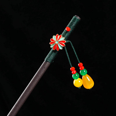 Vintage puidust lilleline juuksenõel naistele Antiikne juuksepulk tüdrukutele juukseklambrite kostüüm Hiina juukseaksessuaarid juuksenõelad заколки