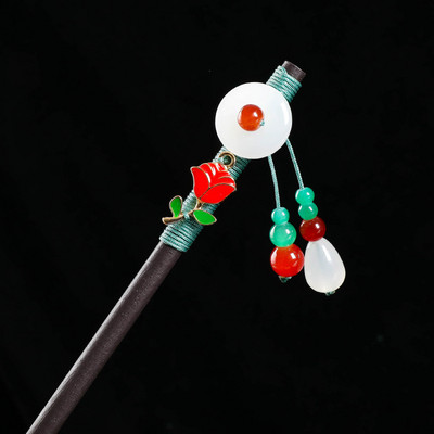 Vintage puidust lilleline juuksenõel naistele Antiikne juuksepulk tüdrukutele juukseklambrite kostüüm Hiina juukseaksessuaarid juuksenõelad заколки