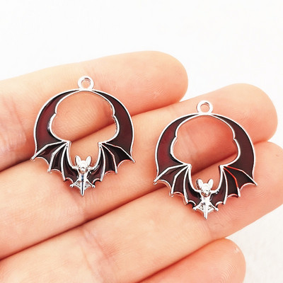 8 tk 28x24mm Halloweeni nahkhiire emailiga amuletid, armsad nahkhiire ripatsid, emailiga kõrvarõnga ripatsid, sobivad ehted isetegemise ehete leidmine