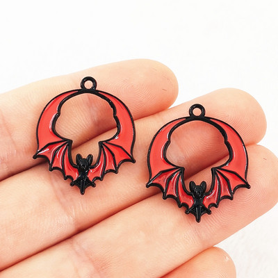 8 tk 28x24mm Halloweeni nahkhiire emailiga amuletid, armsad nahkhiire ripatsid, emailiga kõrvarõnga ripatsid, sobivad ehted isetegemise ehete leidmine