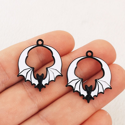 8 tk 28x24mm Halloweeni nahkhiire emailiga amuletid, armsad nahkhiire ripatsid, emailiga kõrvarõnga ripatsid, sobivad ehted isetegemise ehete leidmine