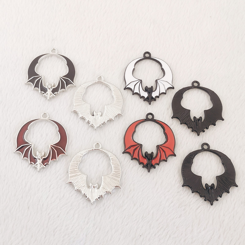 8 tk 28x24mm Halloweeni nahkhiire emailiga amuletid, armsad nahkhiire ripatsid, emailiga kõrvarõnga ripatsid, sobivad ehted isetegemise ehete leidmine