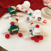 Λούτρινα κινούμενα σχέδια Άγιος Βασίλης με νιφάδα χιονιού νύχια μαλλιών για γυναίκες Γλυκό χαριτωμένο αστείο ρομαντικό κλιπ μαλλιών Χριστουγεννιάτικη μόδα αξεσουάρ μαλλιών