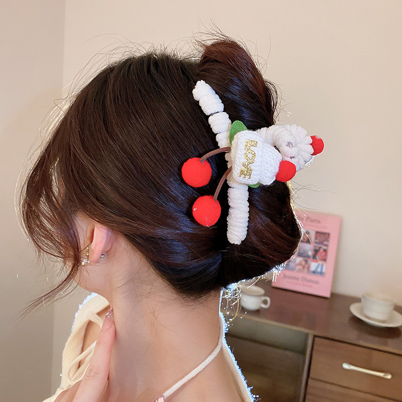 Λούτρινα κινούμενα σχέδια Άγιος Βασίλης με νιφάδα χιονιού νύχια μαλλιών για γυναίκες Γλυκό χαριτωμένο αστείο ρομαντικό κλιπ μαλλιών Χριστουγεννιάτικη μόδα αξεσουάρ μαλλιών