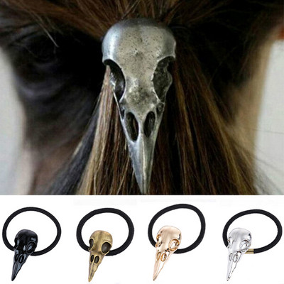1 τμχ Γυναικείες Punk Gothic Raven Skull Crow Elastic Hair Rope Hair Band Αξεσουάρ μαλλιών Halloween Scrunchie Χονδρική