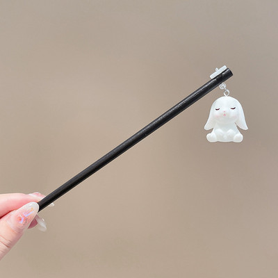 Ξύλινο καρτούν που κρατά καυσόξυλο ραβδί μαλλιών κουνελιού γάτας για γυναίκες Χαριτωμένο κορίτσι Γλυκιά διασκεδαστική φουρκέτα Casual trend Αξεσουάρ μαλλιών Δώρο