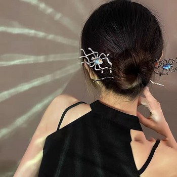 Китайски Moonlight Stone Spider Hair Stick for Women Creative Dark Sweet Cool Elegant Hairpin Trend Естетика Аксесоари за коса