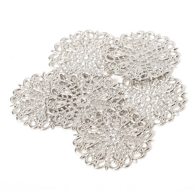 20 tk/partii 25 mm lilled filigraansed ümbrised õõnsad paabulinnu sulgedega ühendused.