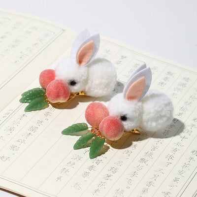 2 kom. slatke loptice za kosu, zečje kopče za kosu, djevojčice, plišane zečje uši, zečje kopče za kosu, dječji dodaci za kosu, 3D plišana frizura za djevojčice