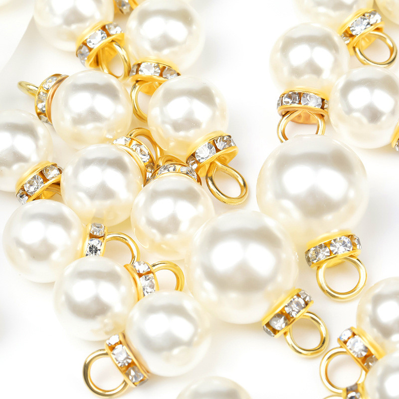 30 vnt/stal. 8-16 mm perlų imitacijos karoliukai, auksiniai kalnų krištolo tarpikliai, palaidi karoliukai papuošalams gaminti „pasidaryk pats“ auskarų apyrankės pakabukas