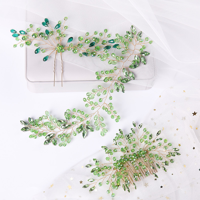 Μόδα Μαύρα Μπλε Κόκκινο Πράσινο Χρώμα Χτένες Μαλλιών Ειδικά Κρυστάλλινα Χειροποίητα Αξεσουάρ Μαλλιά Γάμου Bomicia Νυφικά Γυναικεία Κοσμήματα