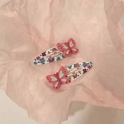 Vintage, aranyos pillangós frufru Bobby pin nőknek. Édes, csinos lányos 90-es évek esztétikus csíptetők Kitűnő divatos hajkiegészítők
