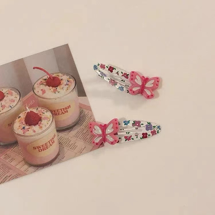 Vintage, aranyos pillangós frufru Bobby pin nőknek. Édes, csinos lányos 90-es évek esztétikus csíptetők Kitűnő divatos hajkiegészítők