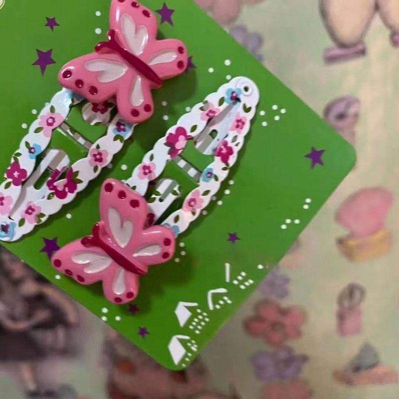 Vintage, aranyos pillangós frufru Bobby pin nőknek. Édes, csinos lányos 90-es évek esztétikus csíptetők Kitűnő divatos hajkiegészítők