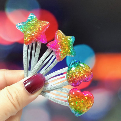 Paiete colorate strălucitoare Love Stars Bobby Pin pentru femei Trend Sweet 90s Estetic Snap Clips Moda Accesorii de păr rafinate