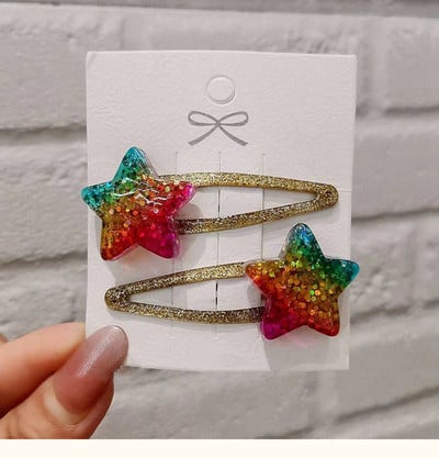 Sjajne šarene šljokice Ljubavne zvijezde Ukosnica za žene Trend slatkih 90-ih Estetske kopče Modni izuzetni dodaci za kosu