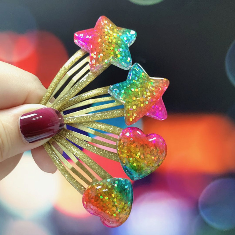 Sjajne šarene šljokice Ljubavne zvijezde Ukosnica za žene Trend slatkih 90-ih Estetske kopče Modni izuzetni dodaci za kosu