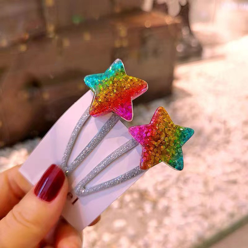 Sjajne šarene šljokice Ljubavne zvijezde Ukosnica za žene Trend slatkih 90-ih Estetske kopče Modni izuzetni dodaci za kosu
