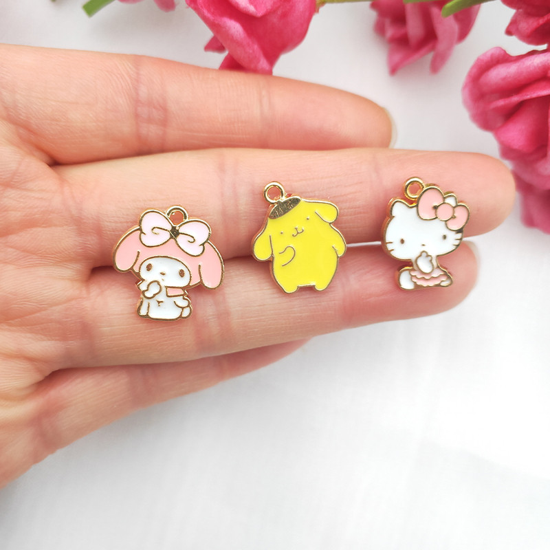 10 kom. Privjesak od legure, šarm, crtani film, životinja, naušnica, ogrlica, privjesak, mašna, mačka, velike uši, pas, DIY privjesak za ključeve, privjesak od emajla.