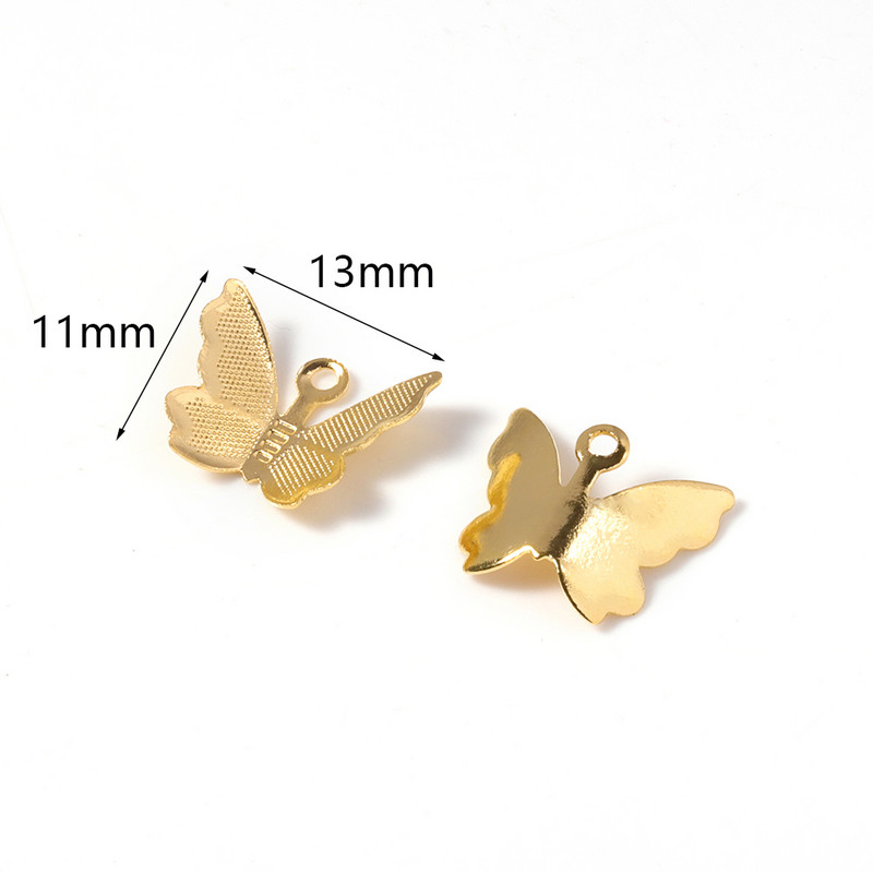 100db 11x13mm-es réz pillangó filigrán borítások Csatlakozók Bűbáj medál barkácsoláshoz ékszerkészítéshez kiegészítők Kézzel készített leletek
