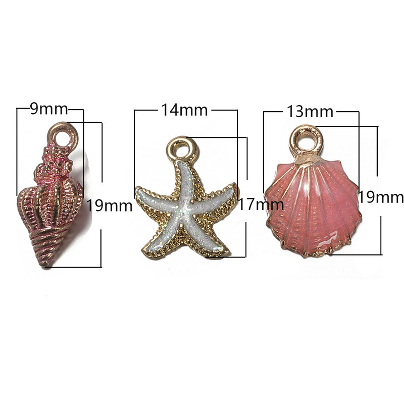 15 bucăți stelele de mare conchile de scoici de mare pandantive în stil oceanic pentru bricolaj, gleznă, brățară, colier, accesorii de bijuterii artizanale lucrate manual