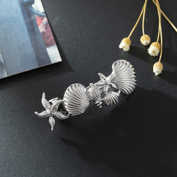 Fashion Exaggerated Madam Metal Hairpin Marine Spring Аксесоари за коса Момиче Starfish Conch Двойна черупка Бижута на едро