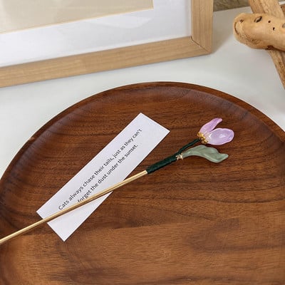 Vintage édes tulipán hajrudak nőknek romantikus gyengéd elegáns temperamentumos hajtű Antik esztétikus hajkiegészítők Ajándékok