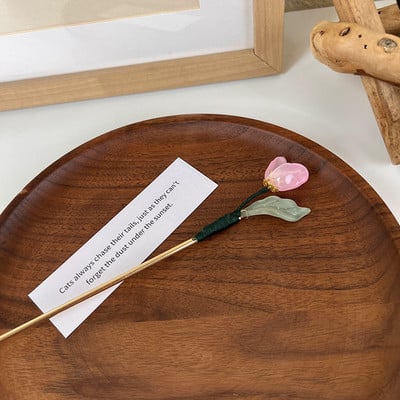 Vintage édes tulipán hajrudak nőknek romantikus gyengéd elegáns temperamentumos hajtű Antik esztétikus hajkiegészítők Ajándékok