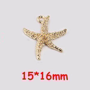 10 τεμ. Χρυσό κράμα ψευδαργύρου, κοχύλι, μενταγιόν αστερίας γοητείας για κοσμήματα, κολιέ αστερίας, καλοκαιρινά αξεσουάρ για κοσμήματα