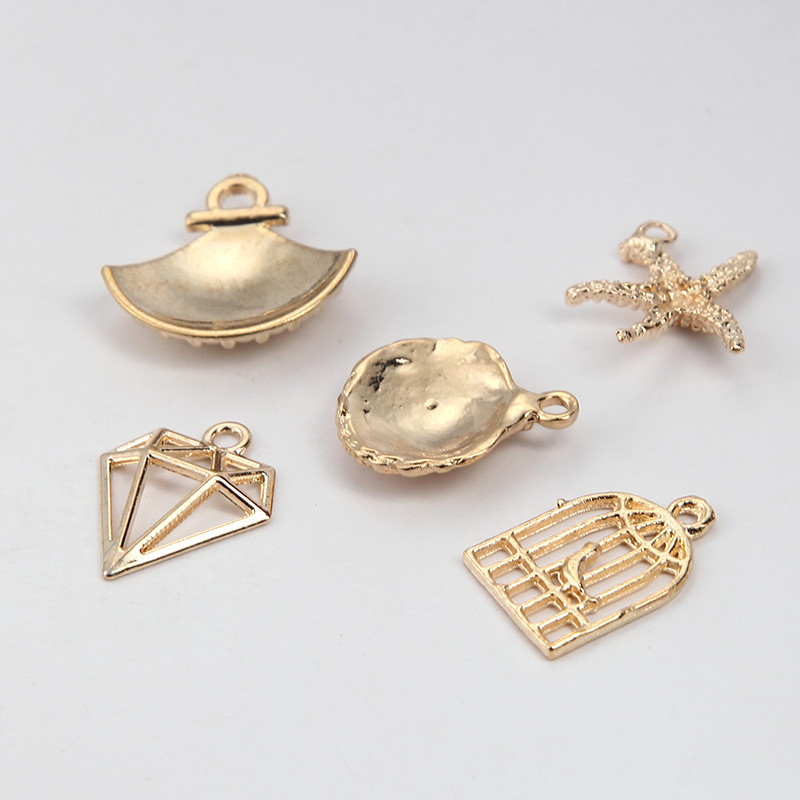 10 τεμ. Χρυσό κράμα ψευδαργύρου, κοχύλι, μενταγιόν αστερίας γοητείας για κοσμήματα, κολιέ αστερίας, καλοκαιρινά αξεσουάρ για κοσμήματα