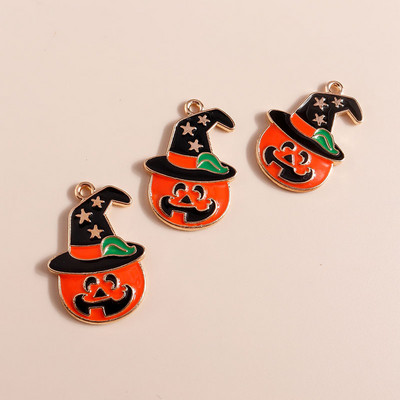 10db Mix Zománcos Halloween Bűbájok Aranyos Szellem Kalapok Vámpír Tök Bűbájok Medálok Nyaklánchoz Barkács ékszer készítés Kiegészítők