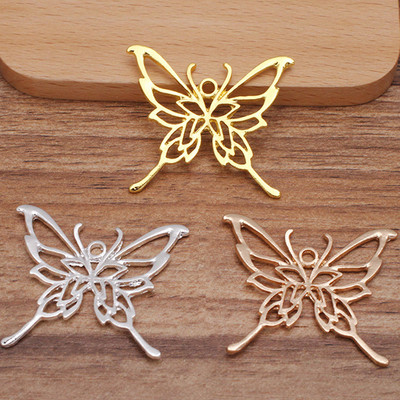 5 τεμ. 41x35mm Metal Alloy Butterfly Pendants Charms Connector for DIY Jewelry Material Hair Jewelry Accessories Supplies Findings