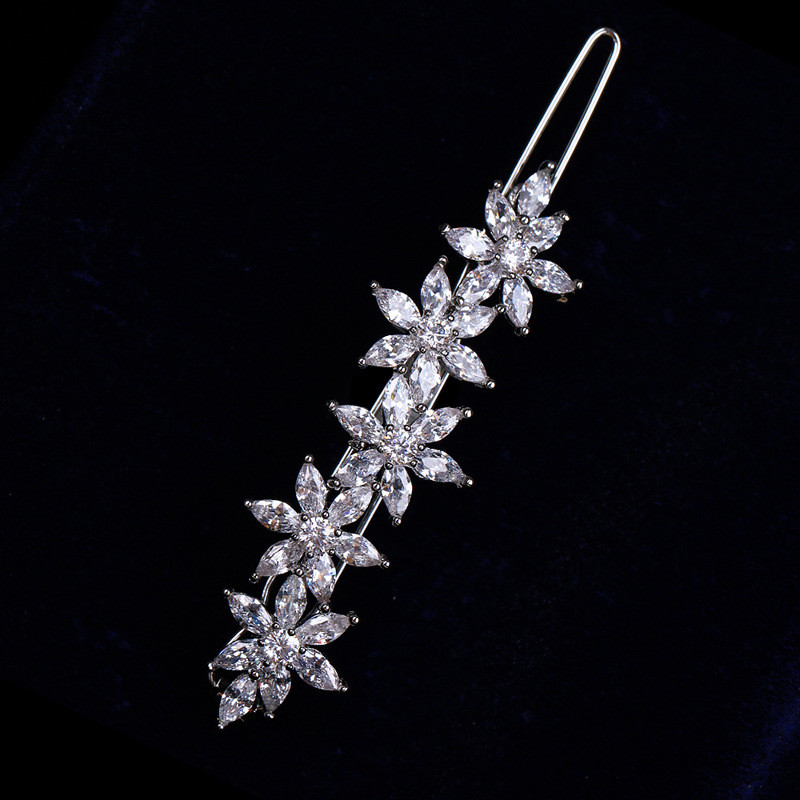 SLBRIDAL csillogó rézötvözet cirkónia esküvői hajcsipesz menyasszonyi CZ fejfedők hajkiegészítők női ékszerek