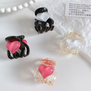 Y2k 90s Aesthetics Crystal Love Heart Мини нокти за коса за жени Sweet Cute Charm Giry Щипка за коса Корейски модни аксесоари за коса