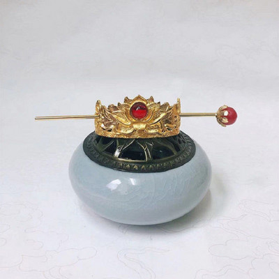 Kínai Hanfu Lotus hajkorona női férfi fejdísz