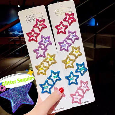 Koreai aranyos cukorka színű Pentagram Bobby Pin női édes lány, szép öltöny, csíptetős Esztétika Alkalmi divatos hajkiegészítők
