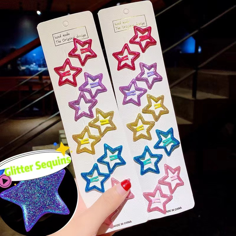 Koreai aranyos cukorka színű Pentagram Bobby Pin női édes lány, szép öltöny, csíptetős Esztétika Alkalmi divatos hajkiegészítők