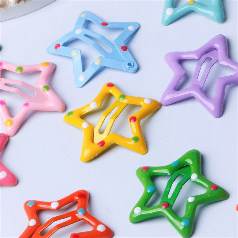 Koreai aranyos cukorka színű Pentagram Bobby Pin női édes lány, szép öltöny, csíptetős Esztétika Alkalmi divatos hajkiegészítők